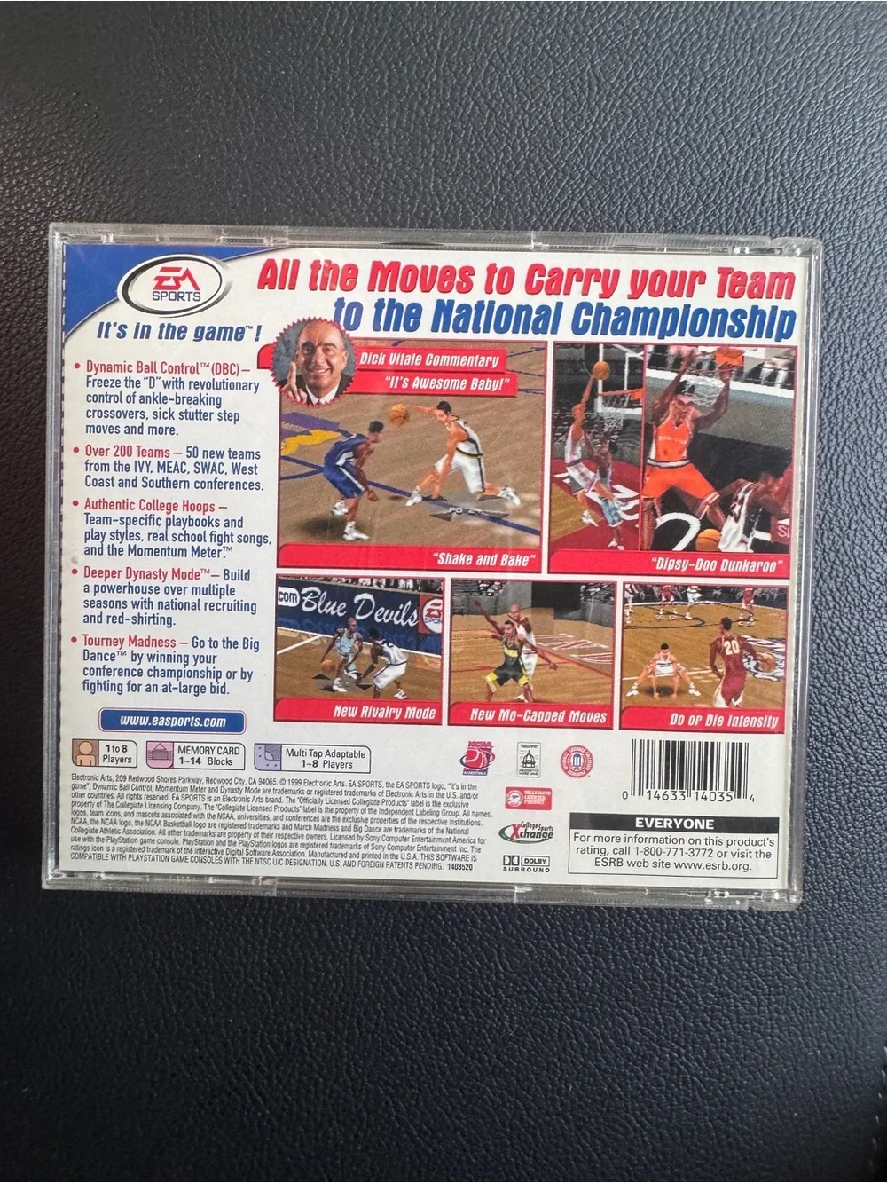 Sony PlayStation 1 video game titled 'NCAA March Madness 2000' by EA Sports